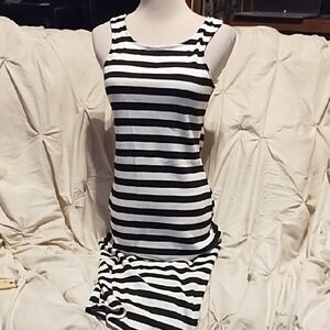 Saga Black and White Striped Dress